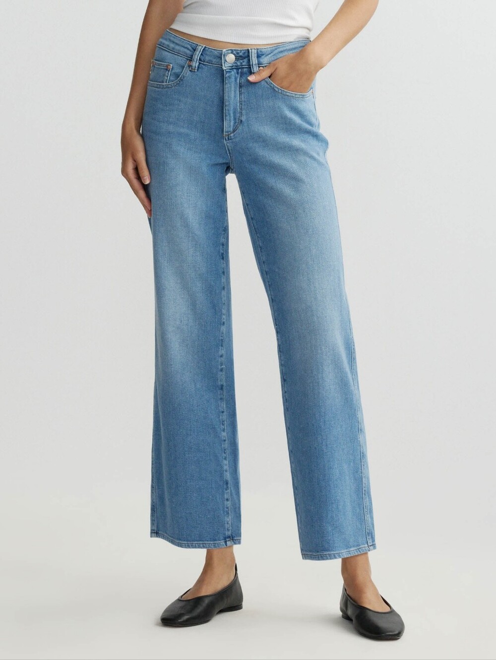 DL1961 Pippa Refined Wide Leg Slouchy Mid Rise Ankle Length Jeans size 31